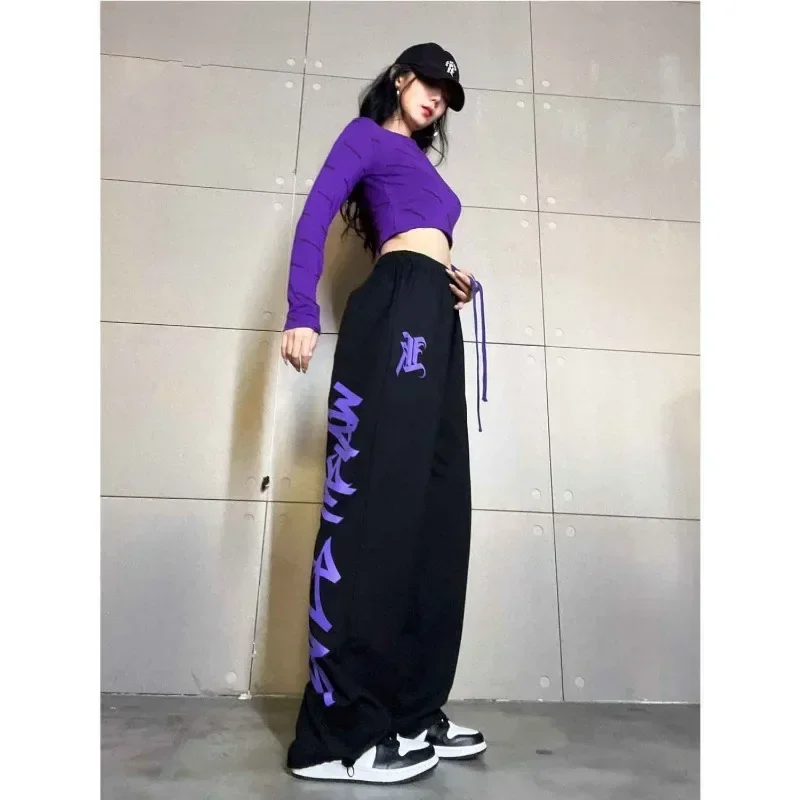 New Spring Summer Korean Hip Hop High Street Jazz Pants Women Drawstring Baggy Harajuku Vintage Trousers Y2k Streetwear