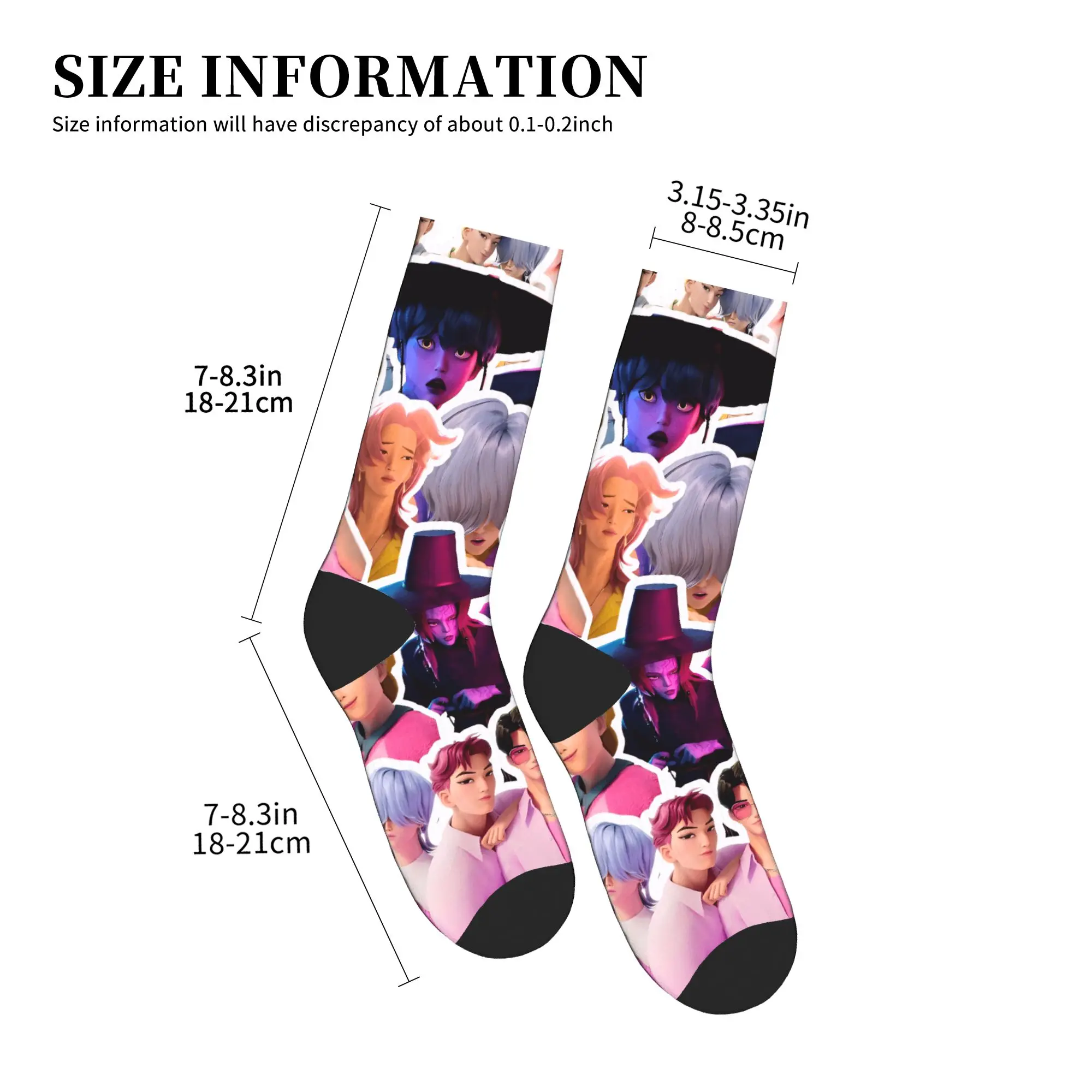 ถุงเท้าผู้ชายลาย K-pop Demon Hunters Saja Boys Jinu Mystery Romance Abby Baby ถุงเท้าสปริงลายสเก็ตบอร์ดกันลื่น