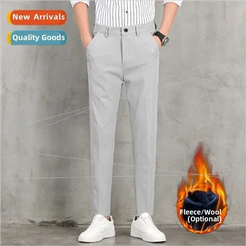 

Autumn Winter Men's Casual Pants Straight HK Tide Brhundred WH Design Cusizable Faion Accories Belt Bule