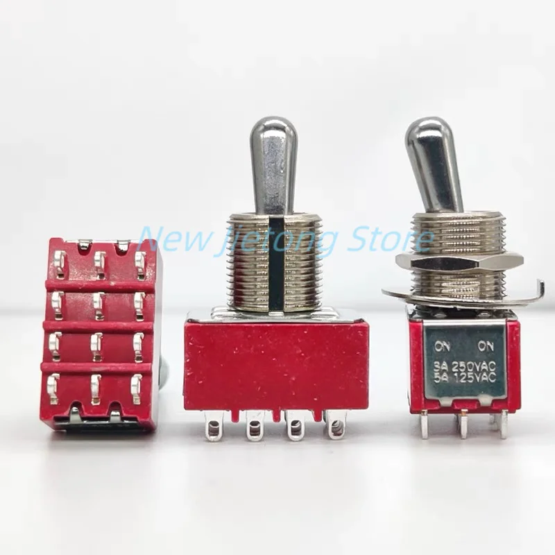 1pc T80-T Toggle Switch 12mm 4PDT 12 Pin 2 Position ON ON 3A/250V 5A/125VAC M12 Thread Diameter Panel Mount