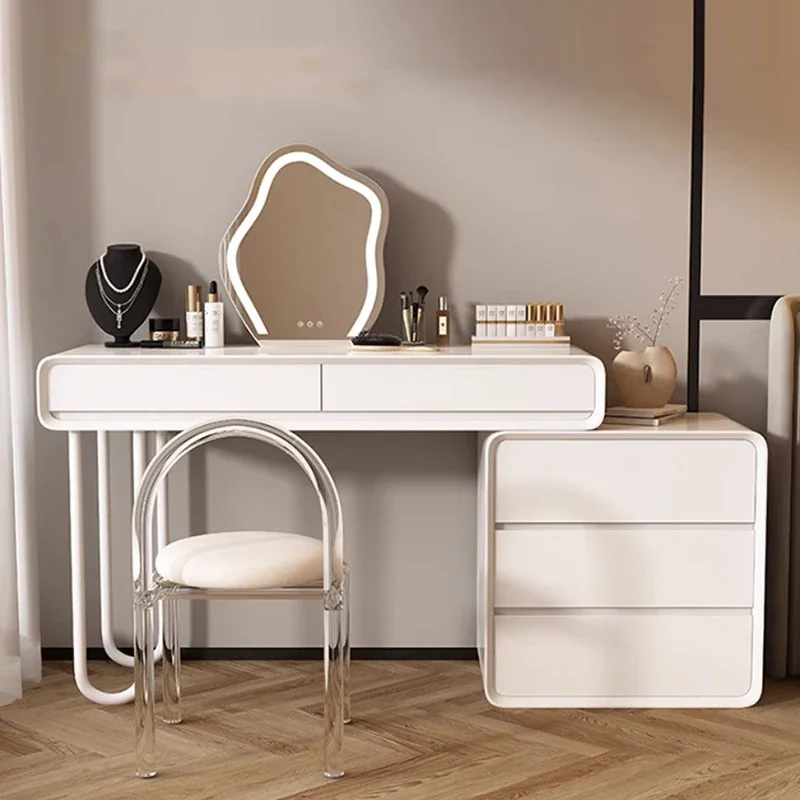 

Stool Modern Wooden Vanity Folding Set Corner Storage Mirrors Dressers Makeup Drawer Luxury Penteadeira Para Quarto Furniture