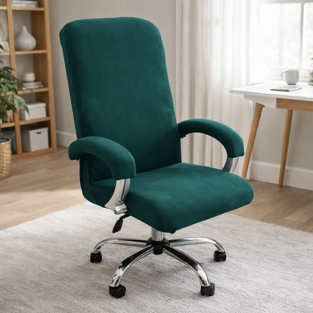 Elastic Office Chair Cover Solid Color Thickened Computer Chair Cover Washable Removable Velvet Chair Cover Conference Room