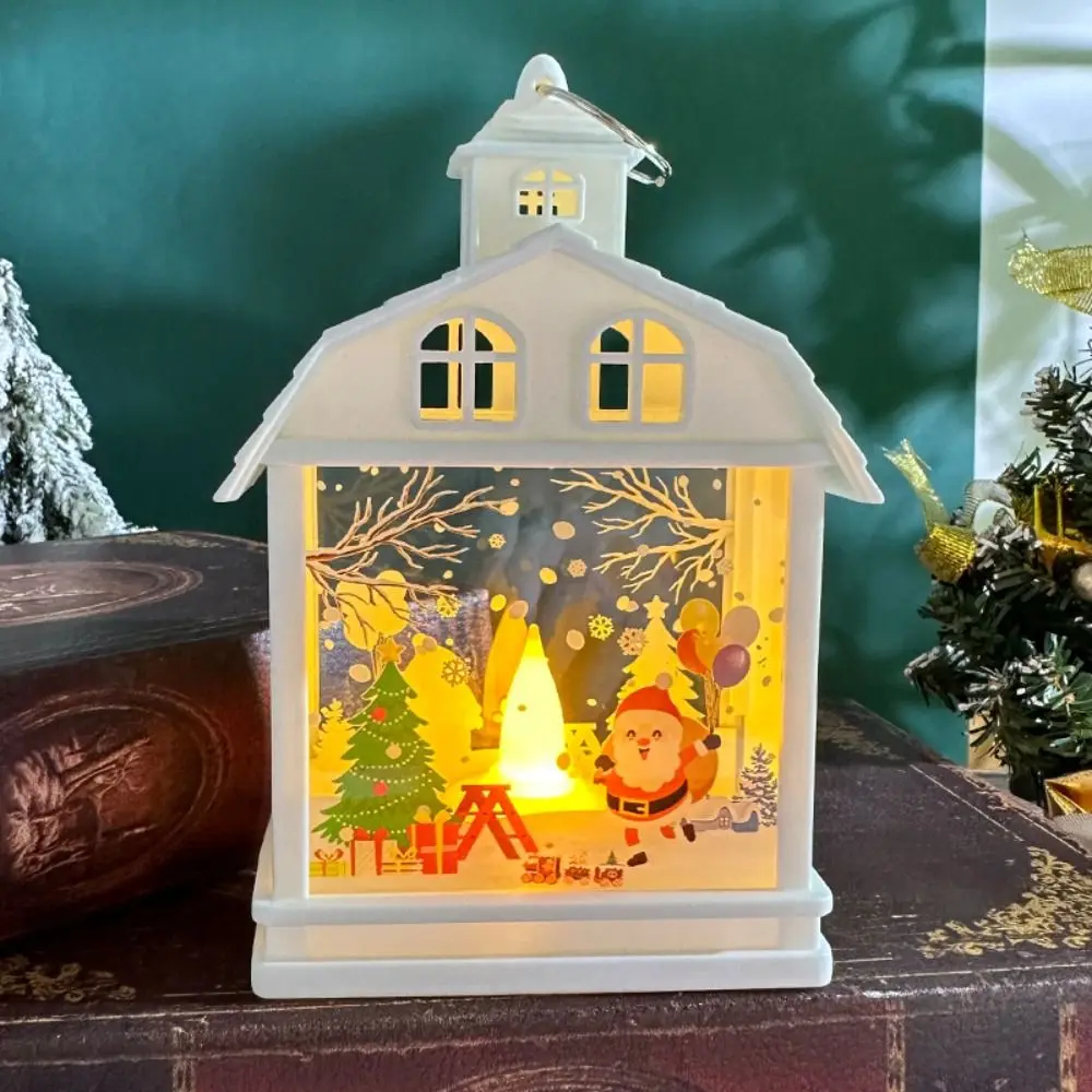 

Vintage Hanging Lantern Christmas Wind Lantern Glow Santa Snow Globe Lantern LED Snowman Small Pendant