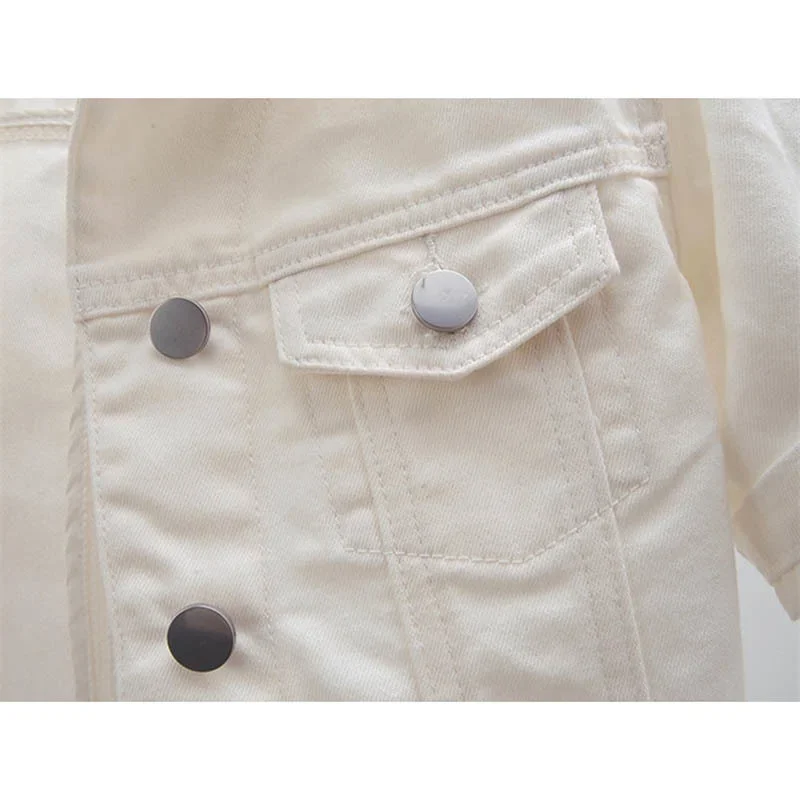

Fashion White Denim Jacket Coat Women Summer Thin Korean Slim Short Cowboy Outerwear Big Pocket Short Sleeve Jeans Jacket Female