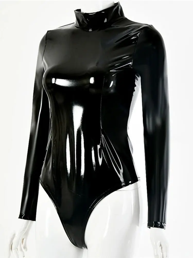 

Shiny Faux PU Leather Bodysuit Wet Look PVC Catsuit Tights Sexy Cosplay Body Teddies Swimsuit Leotard Unitard Sukumizu Swimwear