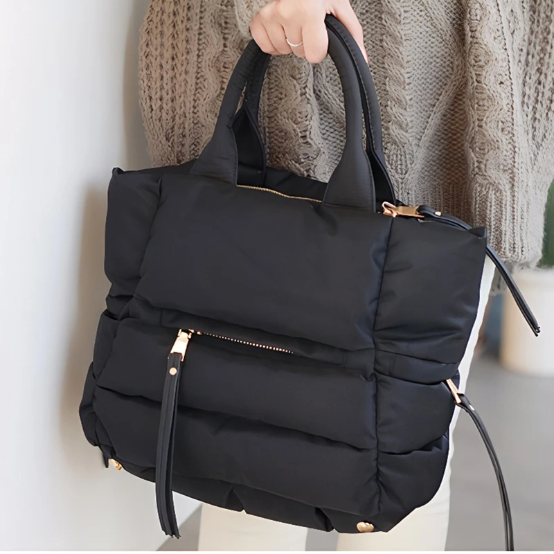

Fashion Puffer Tote Bag Designer Padded Women Shoulder Bags Nylon Down Cotton Daily Commuting Bag Lady Handbags 2025