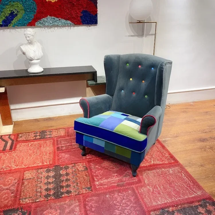 American Tiger  Single Sofa Chair Scarmont Tiger Stool American Fabric Casual Single Chair Lazy High Back Reclining Chair