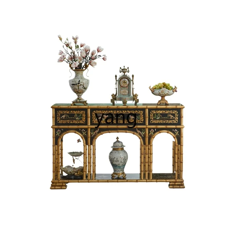 

Yjq Chinese Style Solid Wood Hallway and Living Room Decorations Villa Entrance Foyer Partition Storage Altar