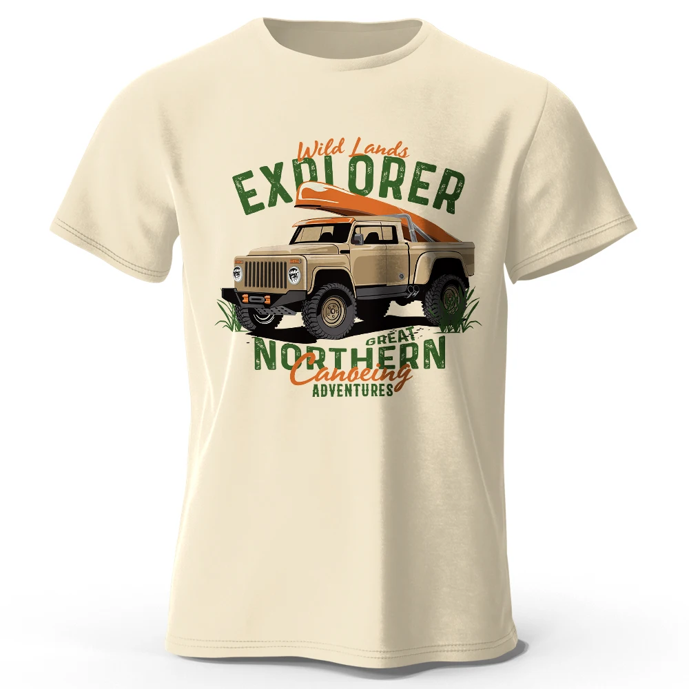 Militärisches Off-Road Vintage bedrucktes Unisex-T-Shirt für Männer und Frauen, T-Shirts, Tops, 100 % Baumwolle, WWII Jeep Graphic Adventure Gear