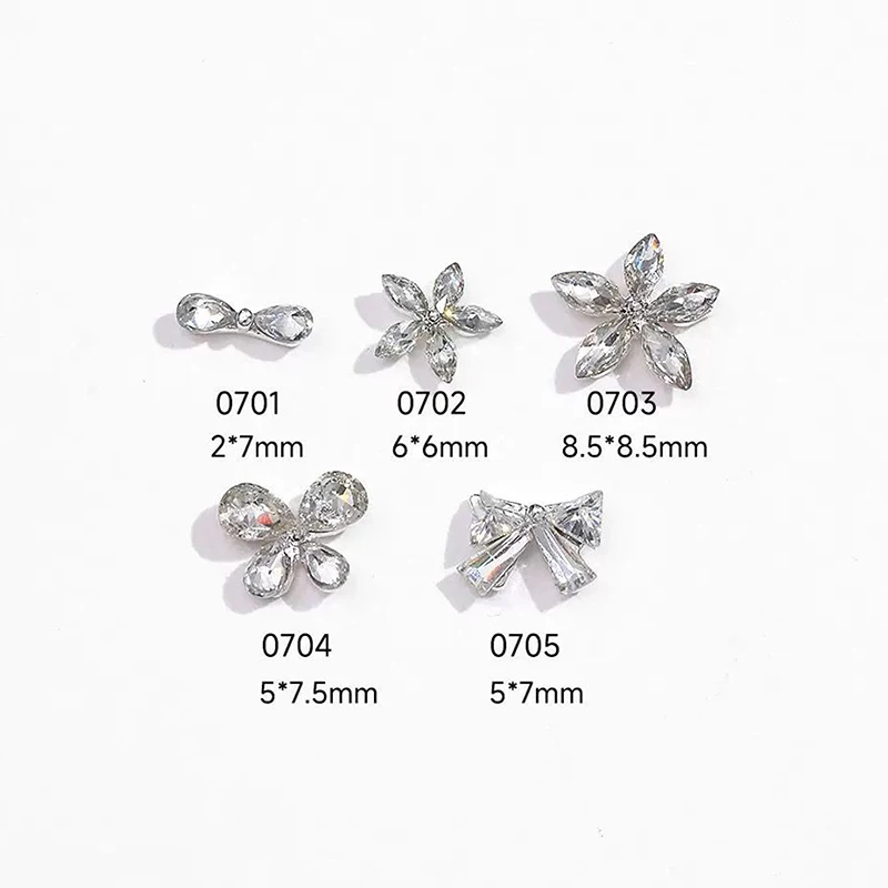 10 pièces brillant Zircon Nail Art strass breloques nœud papillon fleur ongles pierres précieuses Flatback Nail Art artisanat diamants bricolage décoration