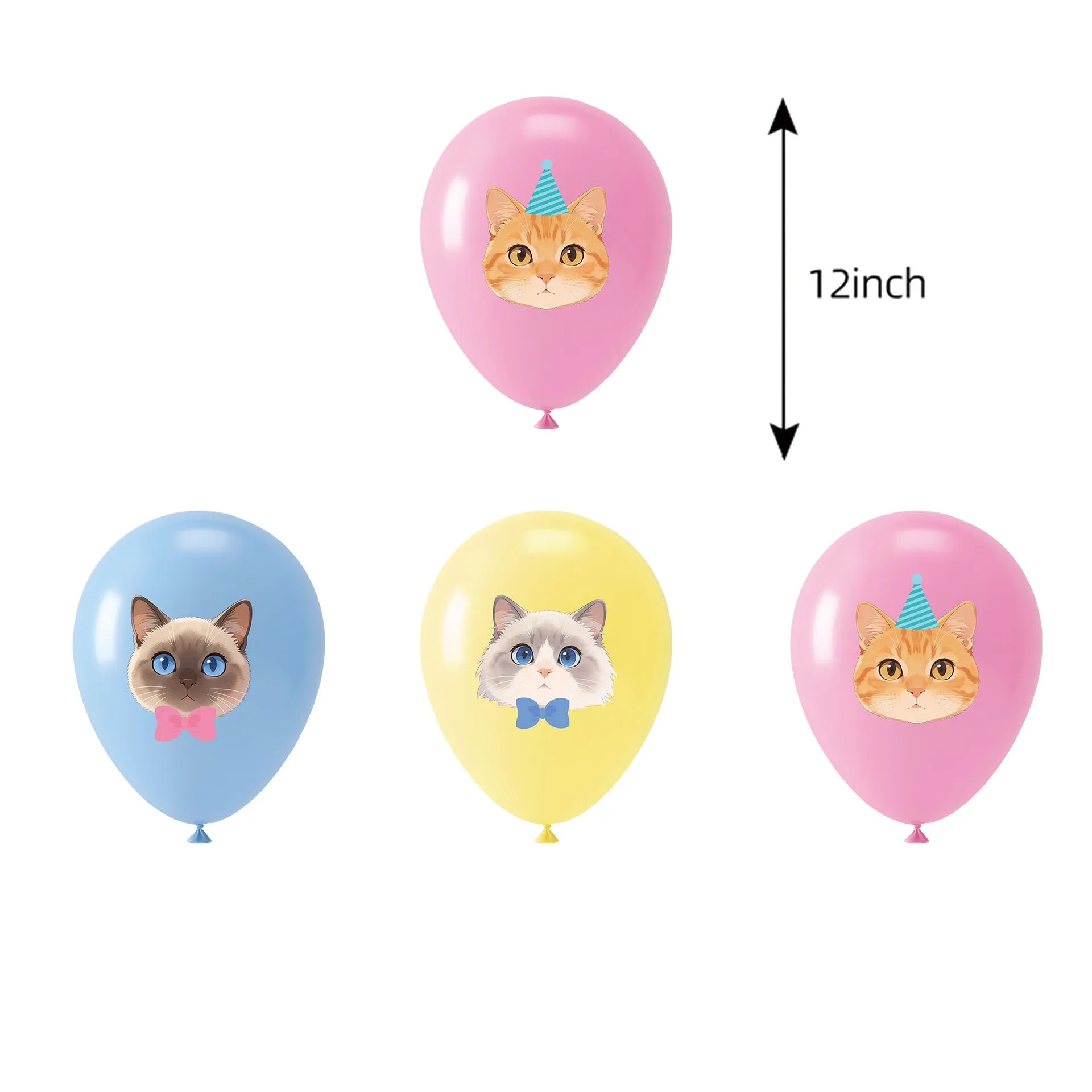 Katzen-Latexballons, 12 Zoll, niedliche Kätzchenballons für Kindergeburtstage, Babypartys, Partydekorationen mit Haustier-Katzen-Thema – Detail 7