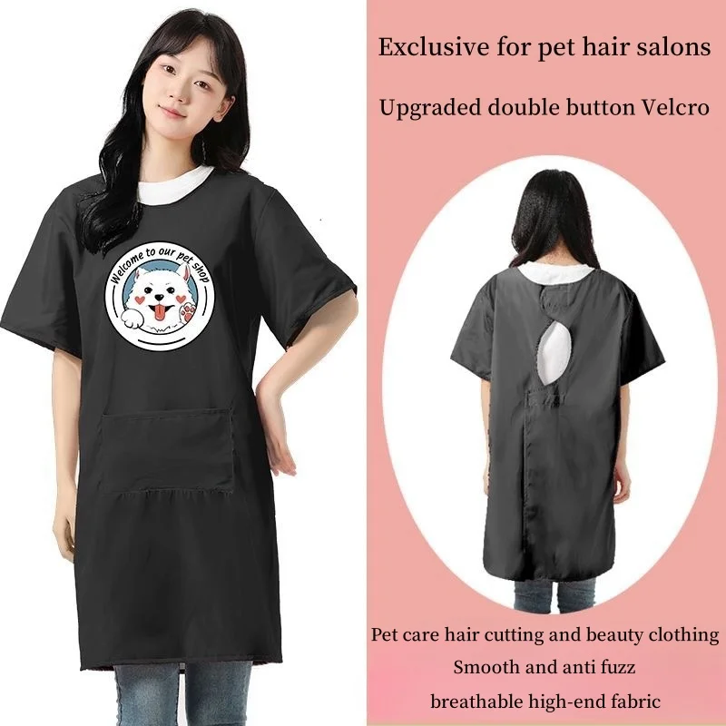 

Pet Beautician Work Clothes Cat Dog Grooming Waterproof Anti Fur Work Clothes Kitchen Oil Resistant Hair Cutting Shop Apron Robe