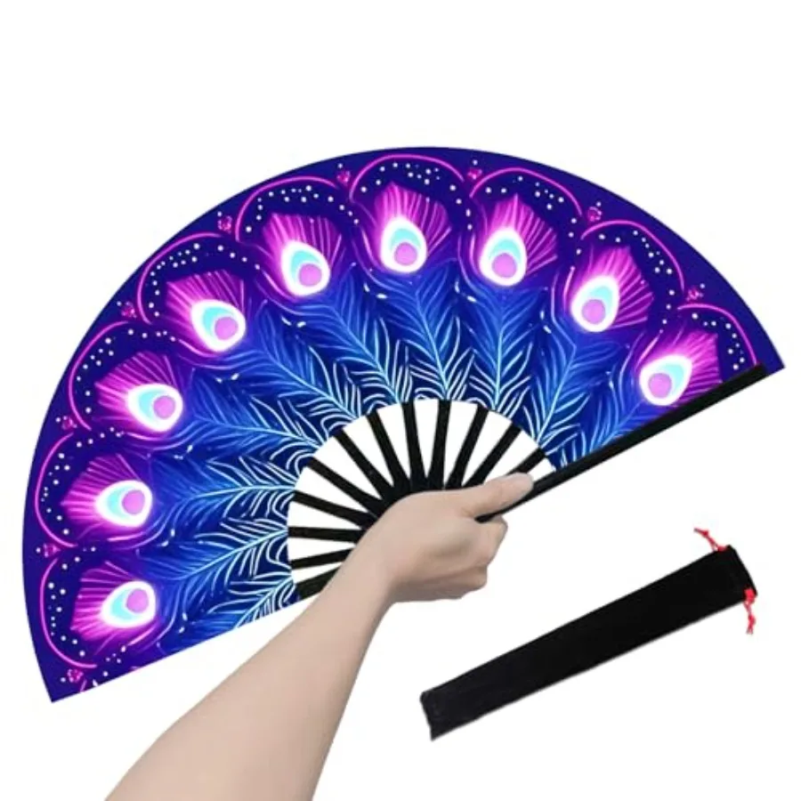 Boots on The Ground Fan, Large Folding Hand Fan for Women and Men, Popping Fans for Line Dancing for Raves, EDM, Dance Party, a