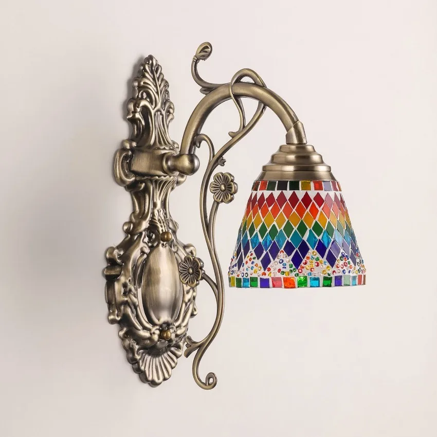 Turkish coloured glass wall lamps hallway balcony staircase dining room cafe and hotel decoration vintage wall sconces lights