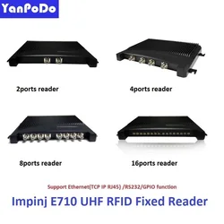 Yanpodo Long Range Impinj E710 Chip 4/8/16 Ports UHF RFID Fixed Reader 500Tags/sec Free C/C++/Java SDK For RFID Timing Solution