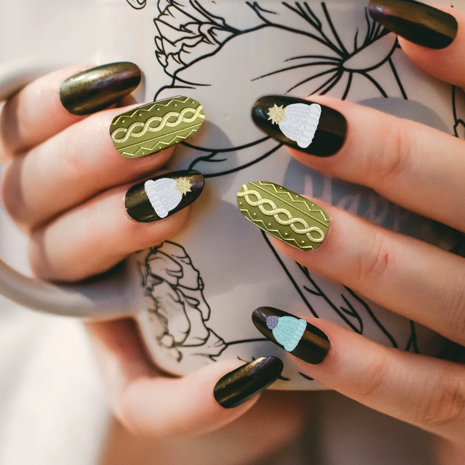 4Sets Kerst Nail Art Stickers Sneeuwvlok Trui Manicure Decals Delicate Details Goede Effecten Kerst Nail Art Stickers