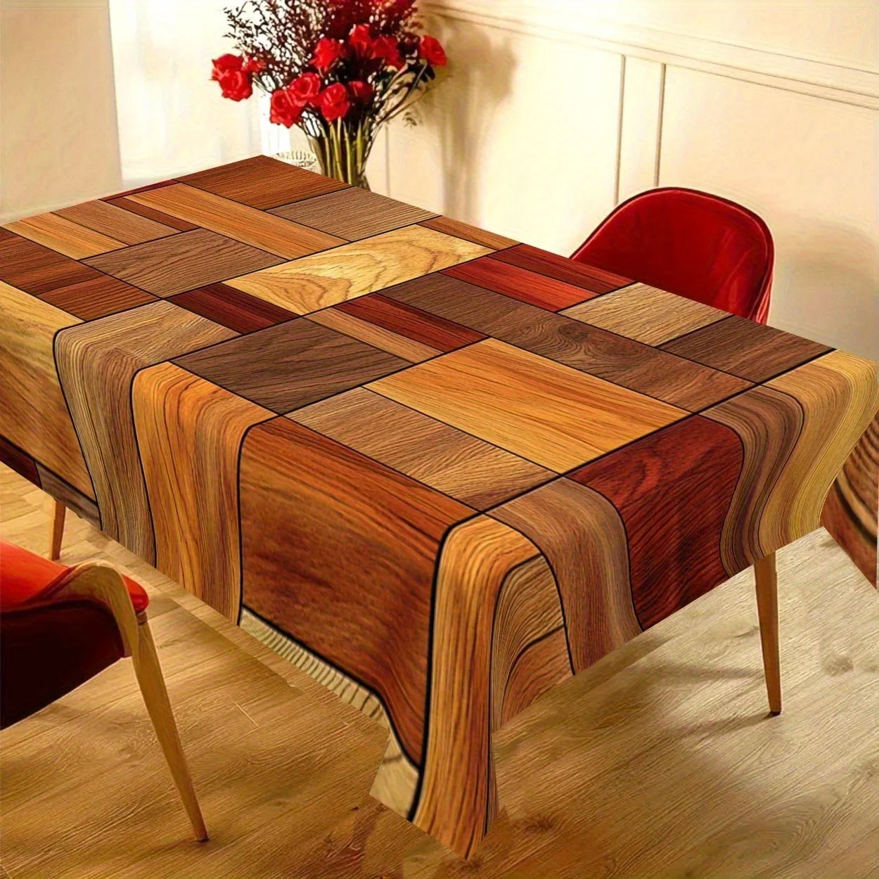 Tablecloth 1pc Rural Wooden Tablecloth - Featuring natural wood grain design, creating a warm and comfortable atmosphere