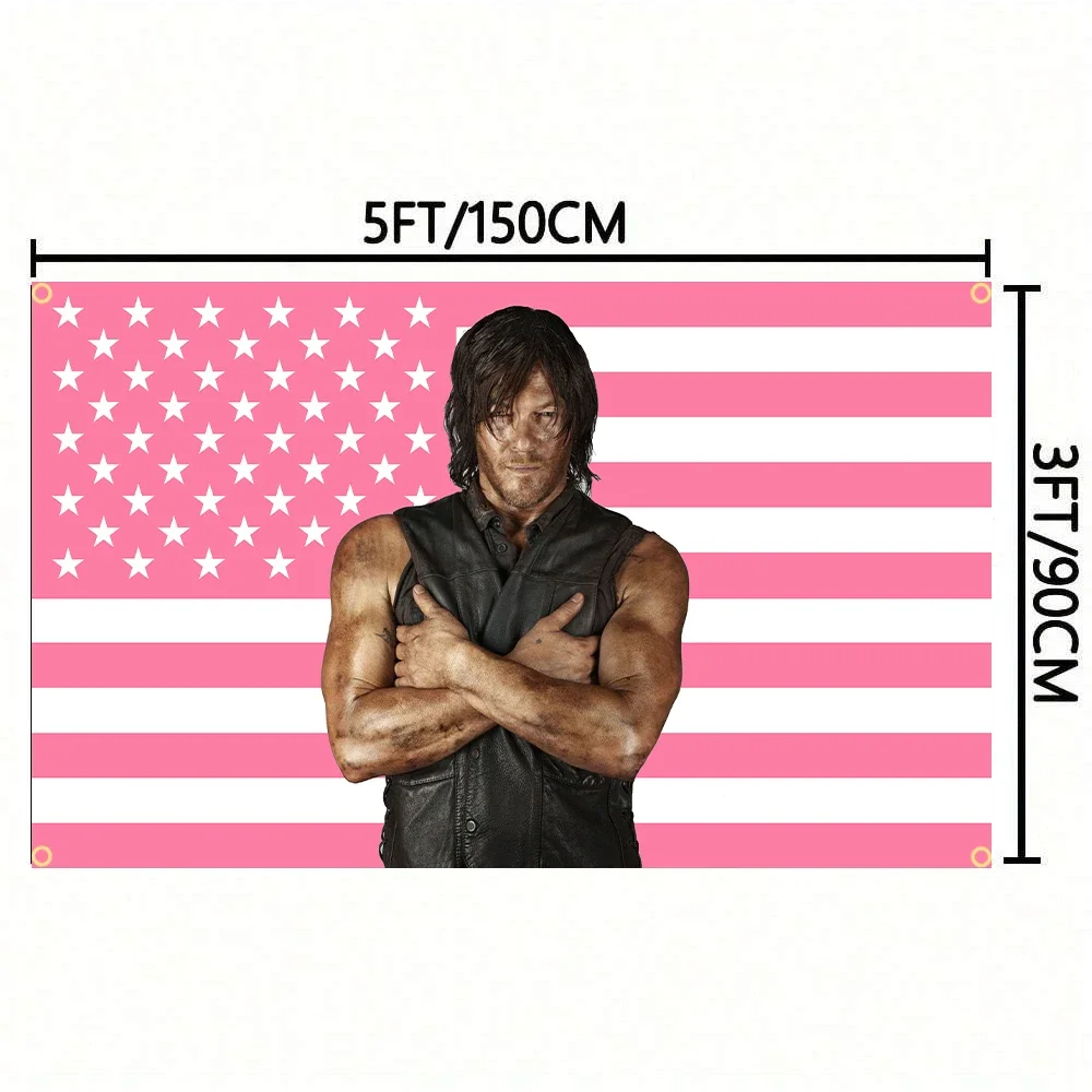 Picture 4: 3X5FT Norman Reeduss Flag Daryl Dixo Flag Pink American Flag The Walking Dead Poster Wall Hanging Tapestry  Boho Decor