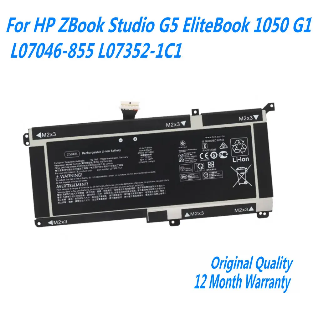 

NEW ZG04XL Laptop Battery For HP ZBook Studio G5 EliteBook 1050 G1 L07046-855 L07352-1C1 15.4V 64WH 4155mAh