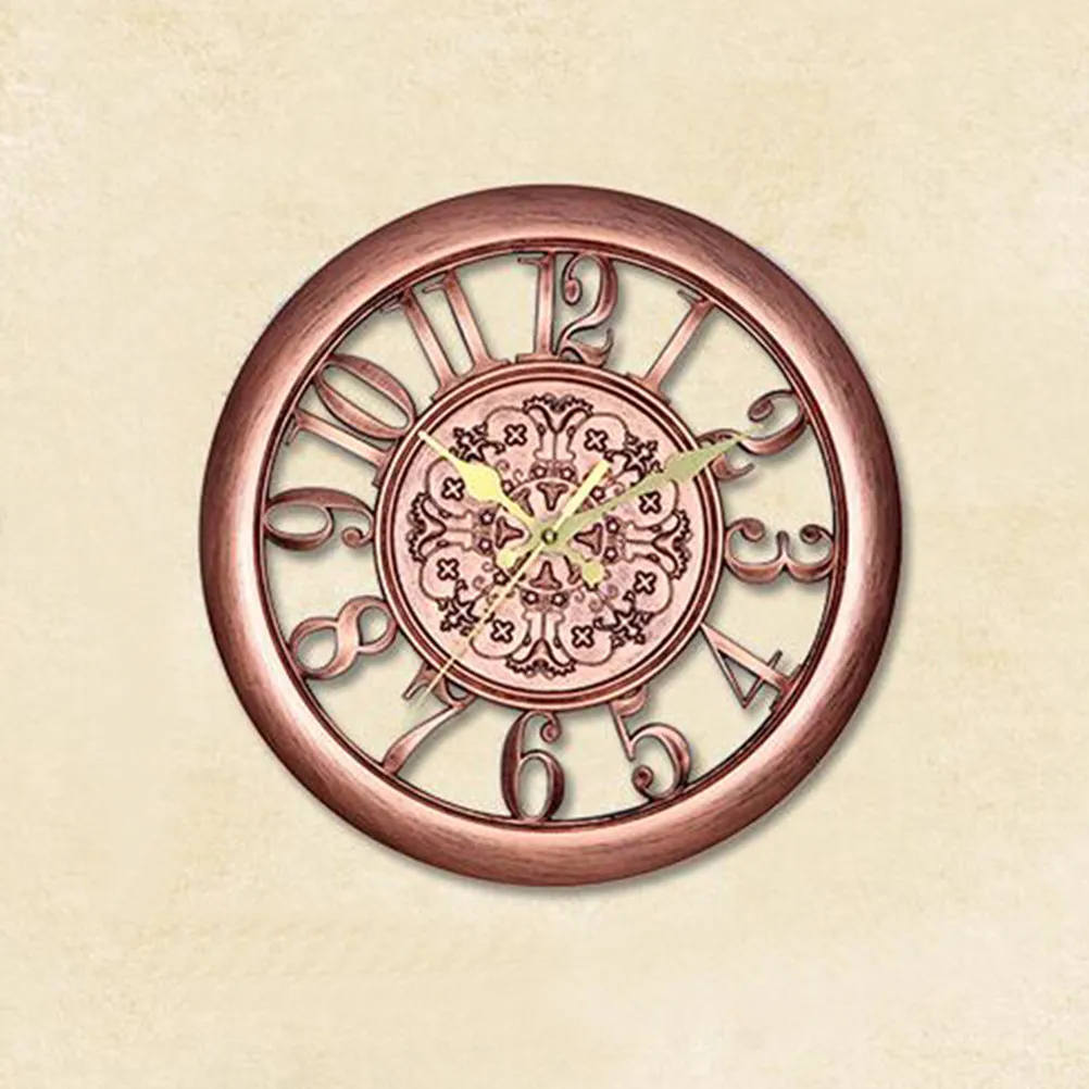 Silent Vintage Wall Clock 11 Inch Creative Round Decorative Quartz Clock for Home Office Bedroom Household Use