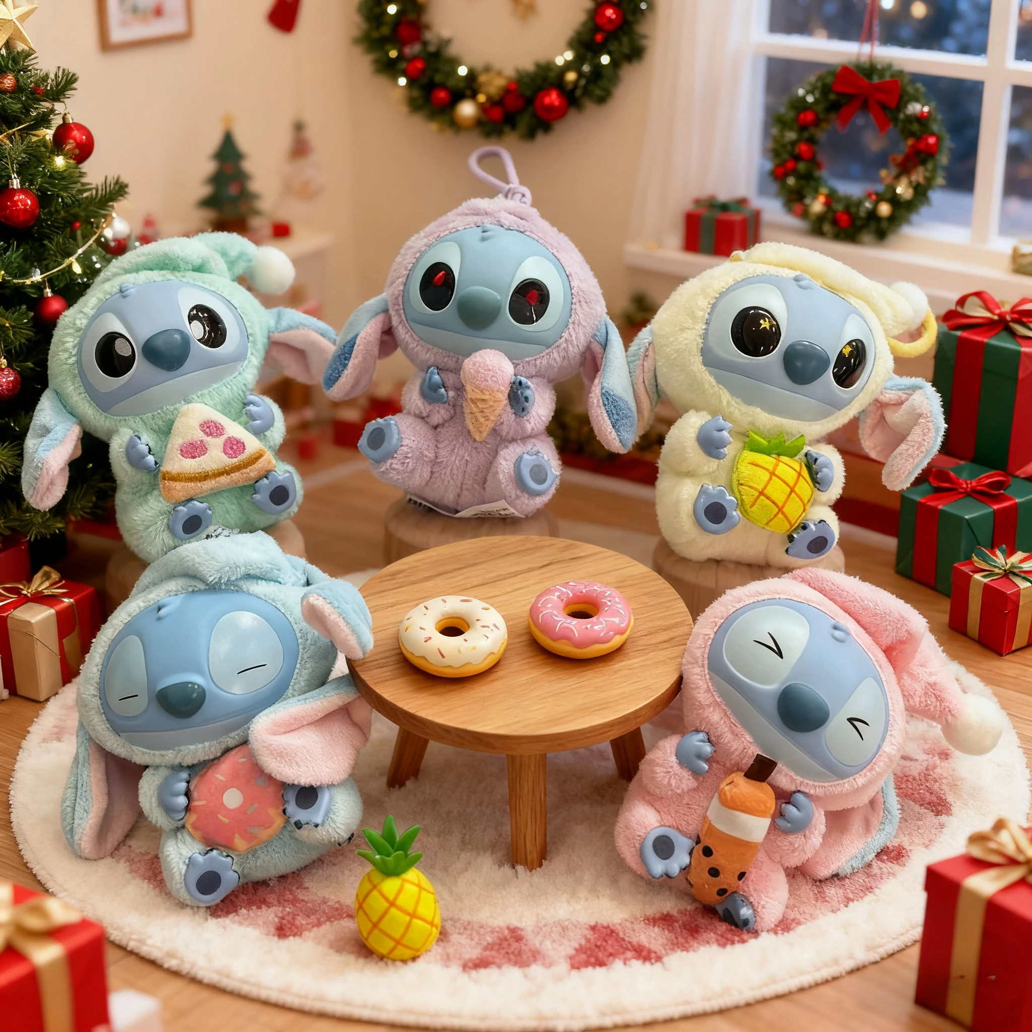 디즈니 뉴 스티치 잠자리에 들기 전에 먹어라 시리즈 비닐 블라인드 박스 가방 펜던트 귀여운 플러시 인형 미스터리 박스 장난감 크리스마스 선물