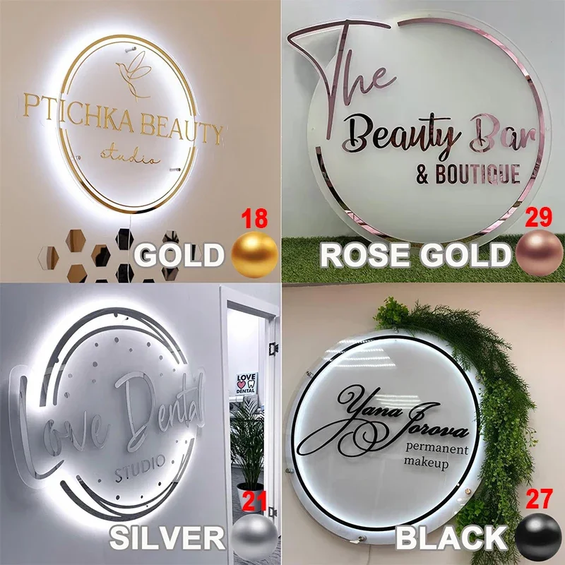Custom Acrylic Backlit Logo Sign Illuminated Round Personalized Signs for Business Storefronts Offices Nail Salons Beauty Studio