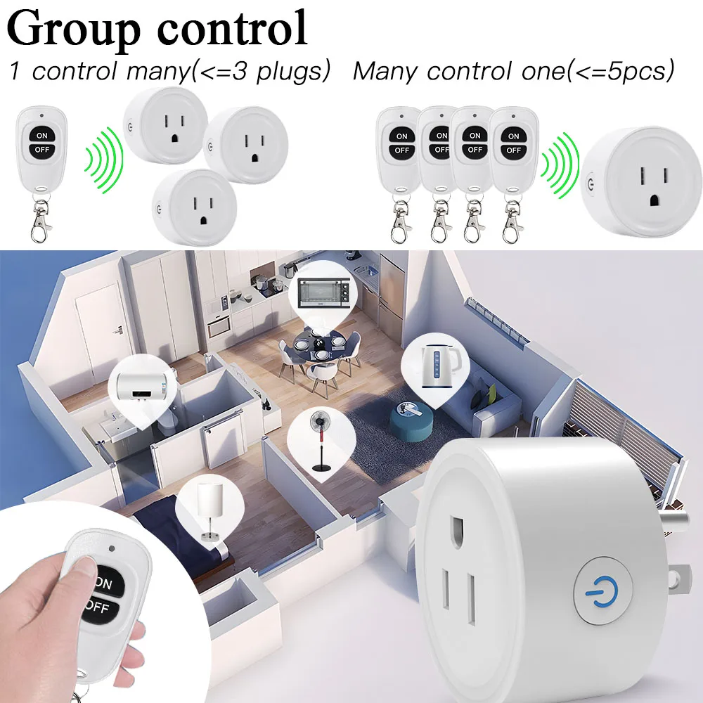 Tedeligo RF 433MHz Wireless Remote Control Plug Socket Switch 110V 120V 220V 20A 3000W Standard usa, per la casa LED Light Fan Lamp