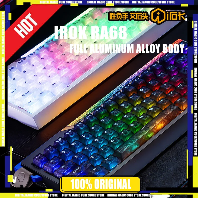 Teclado Mecánico Irok RA68 de Aluminio con Eje Magnético, Intercambiable en Cal…
