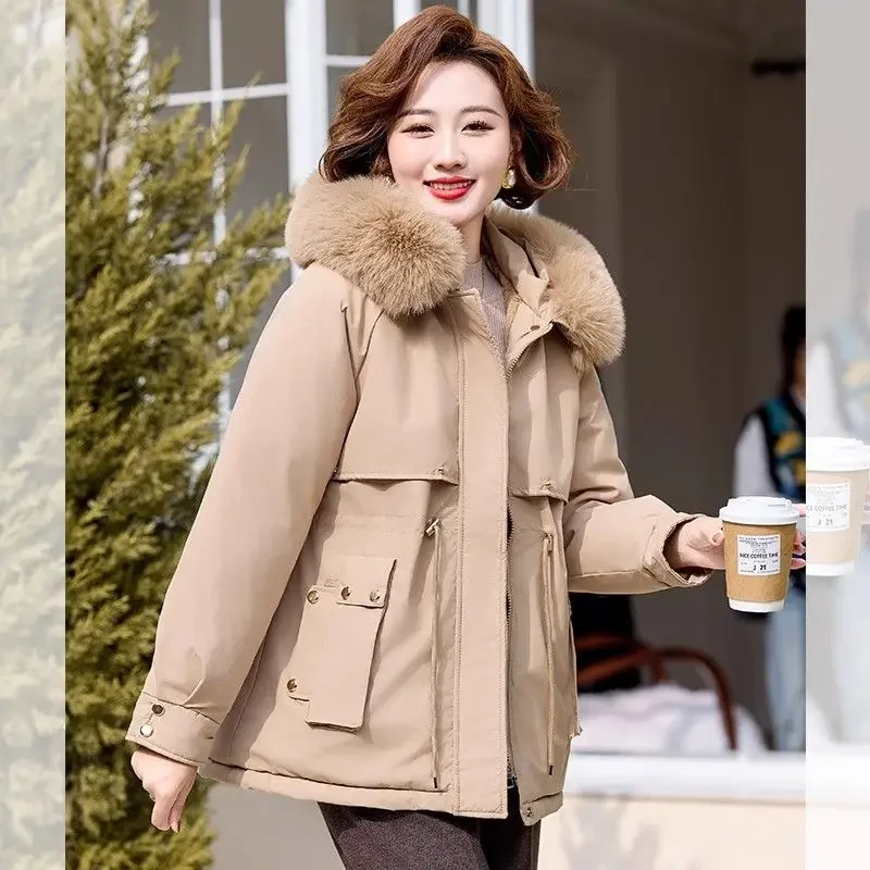 

2025 Fashion Winter New Women's Cotton Jacket Loose Hooded Oversized Workwear Parkas