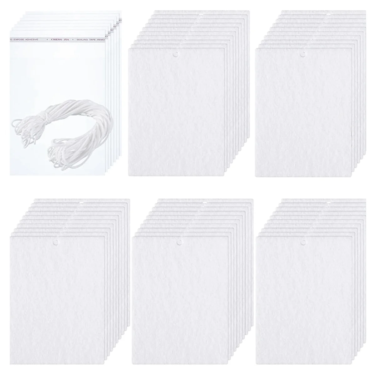 200PCS Sublimation Air Freshener Sheets Felt Air Freshener Rectangle Fragrant Sheets with Rope for Car Decoration