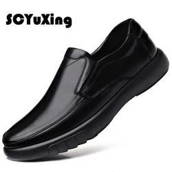 2025 Men's Genuine Leather+Microfiber Leathe shoes 38-46 Soft Anti-slip Rubber Loafers Man Casual Leather Shoes