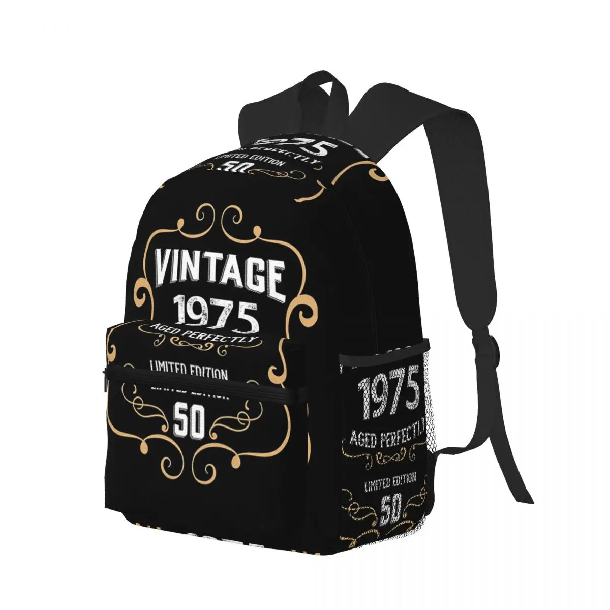 

50th Birthday Vintage 1975 Aged Perfectly Gift Student Backpack School Bag Hiking Daypack for Men Women Bookbag Shoulder Bags