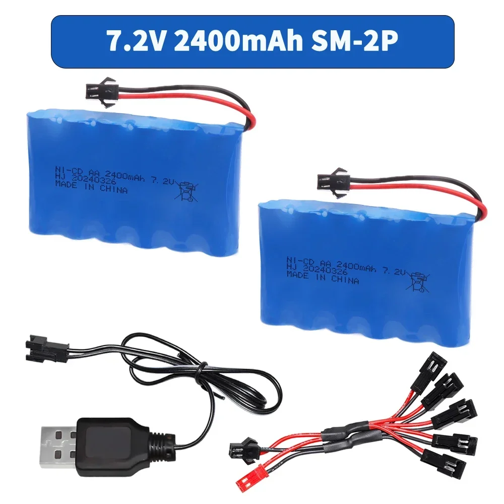 7.2V 2400mAh Ni-CD Oplaadbare AA Batterij met SM PLUG Voor Afstandsbediening Speelgoed Elektrische Auto accessoires 7.2 Volt M model