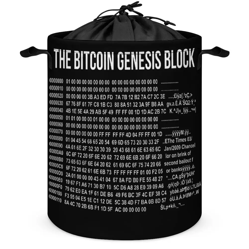 Bitcoin Genesis Block Classic for Sale Storage Box Novelty Laundry Basket Super Soft Can Be Folded Storage of Clothes Large Capa