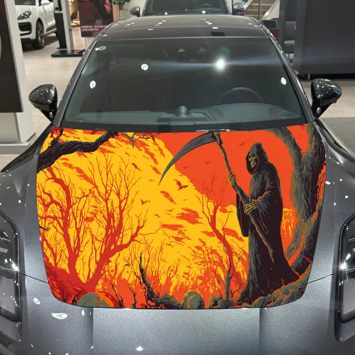 

Magma Skeleton Forest Car Hood Vinyl Stickers Car Surface Protection Decal Car Decoration Cover Vinyl Wraps Waterproof Self-adhe