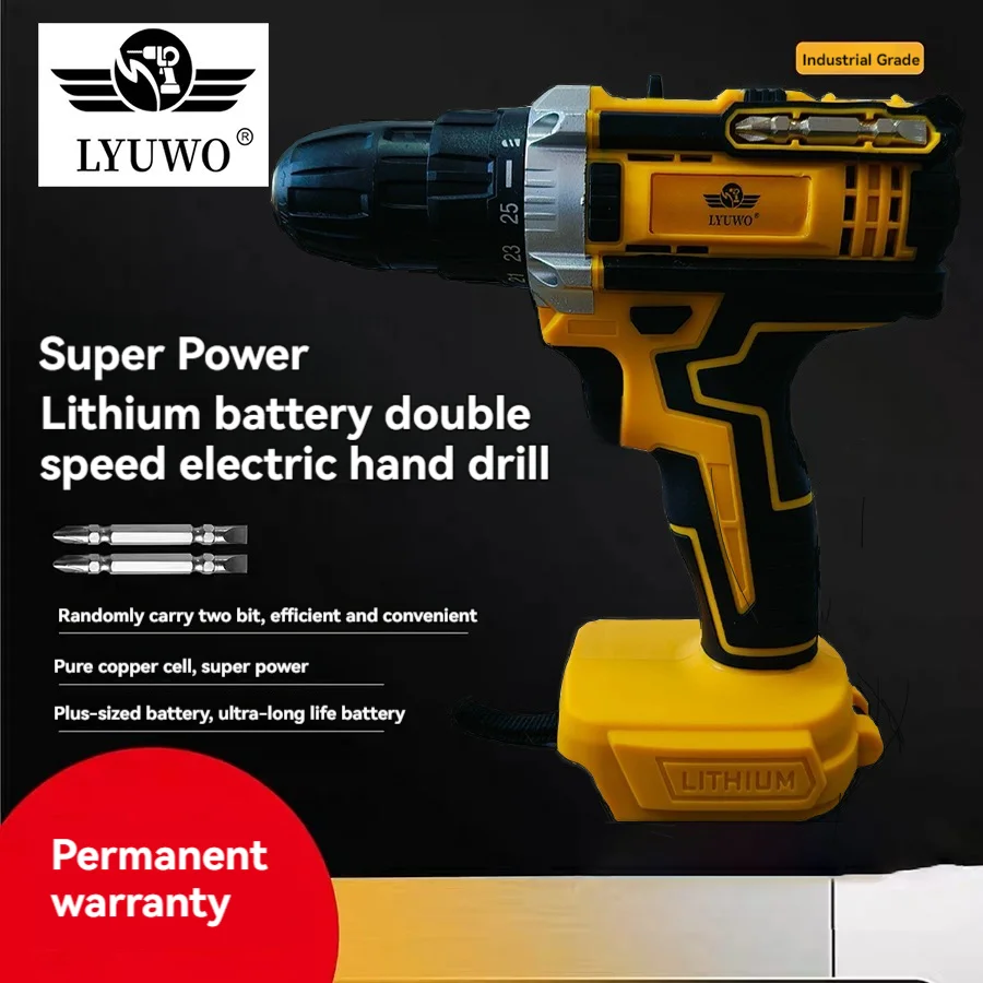 

Перезаряжаемая электрическая ручная дрель LYUWO, пистолетная дрель, электрическая отвертка, бытовая ударная ручная дрель, использование батареи MT