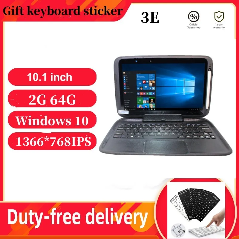 10.1'' 3E Windows 10 Quad Core 2GB RAM 64GB ROM Tablet PC 1366*768 IPS Keyboard Docking With 8400MAH Battery Capacitive Stylus