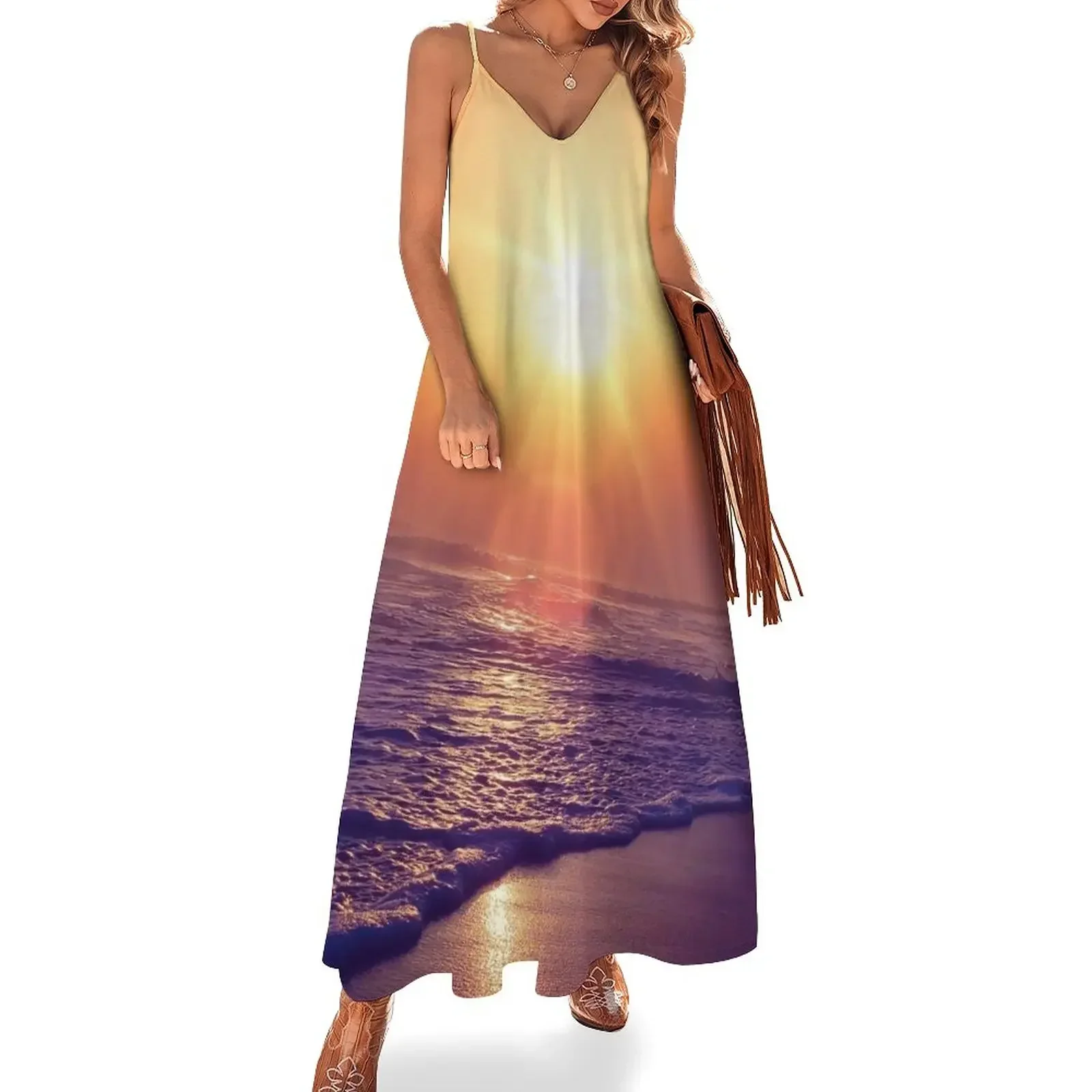 Sunset Sleeveless Dress dress women summer prom clothes beach outfits for women