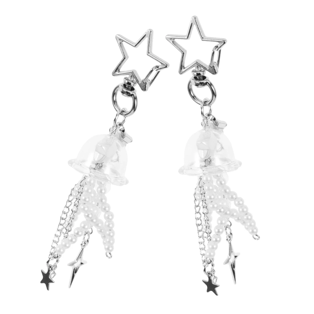 

2Pcs Beads Jellyfish Star Keychains Cute Pendant Keychains Decorative Keychain for Car Handbag Purse Backpack Charm