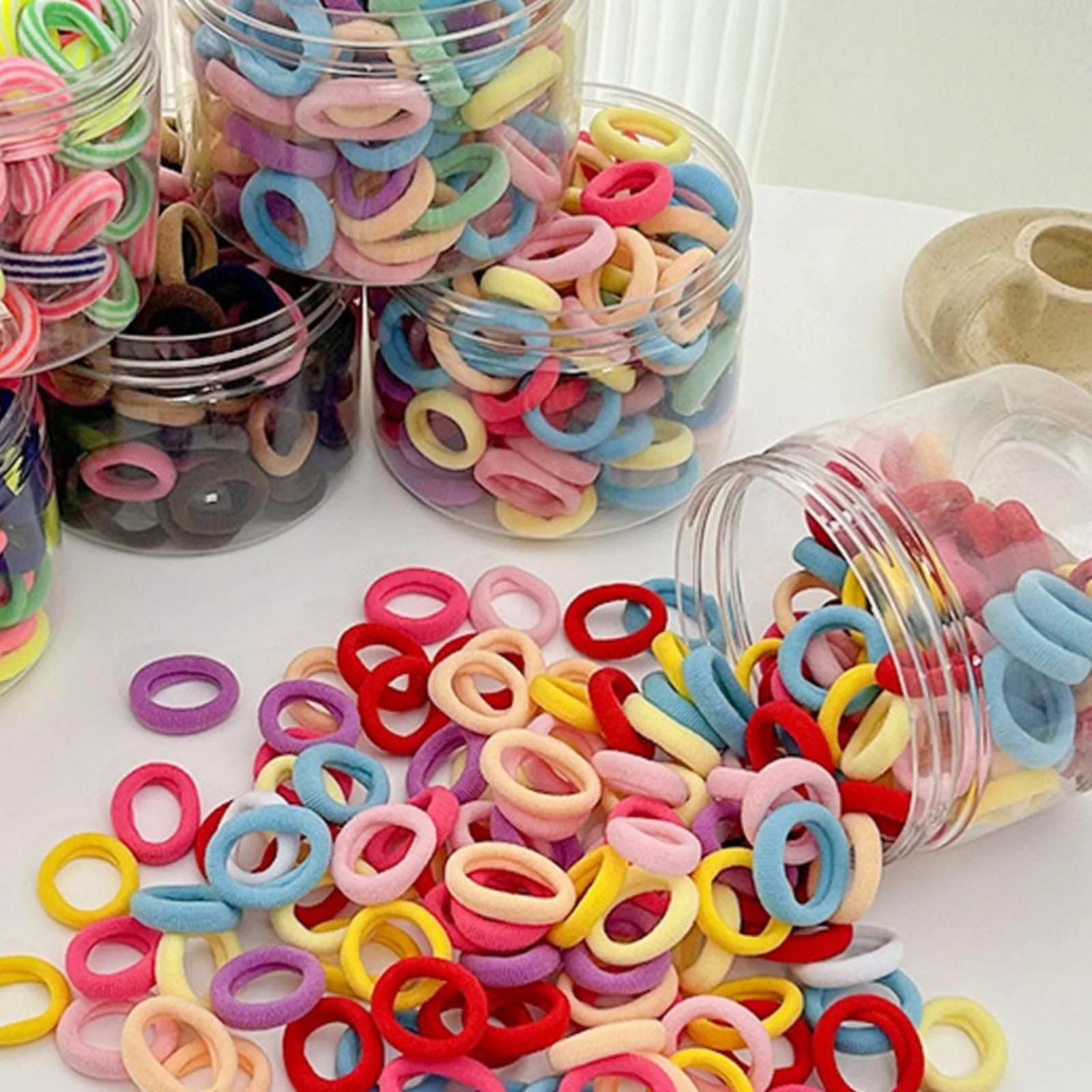 100/200Pcs Random Color Hair Ties Set For Women Soft Elastic Hair Bands No Damage Hair Accessories For Kids & All Hairstyles