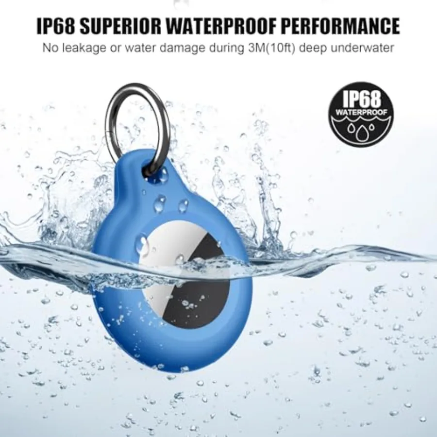 Design for Airtag Holder Waterproof, Air Tag Keychain, Full Body Protective Tracker Case with Loop Key Ring for Apple Tags, IPX