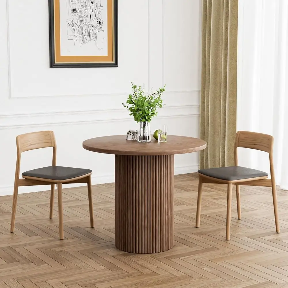 Round Dining Table, 34.3" ern Wood Kitchen Table or 2 to 4, Pedestal Circle Dining Tables, luted Dining Table or Leisure, Coee,