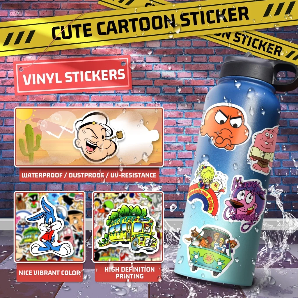 100/50PCS 90's Classic Cartoon Animation Waterproof Graffiti Stickers For Helmet Bicycle Hand Account Pencil Case Decals view 4