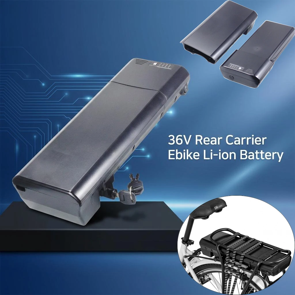 36V 7.65Ah 8.8Ah 10Ah Rear Carrier Ebike Li-ion Battery for Virtur Cycles eGlide Gizmo Swifty Liberte Osprey Folding E-Bike