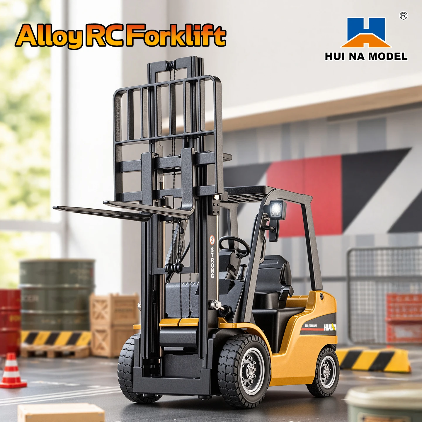 New HUINA 9925 1/50 Mini Alloy RC Forklift 12-Channel RTR Electric Lifting Remote Control Truck Model Toy Gift