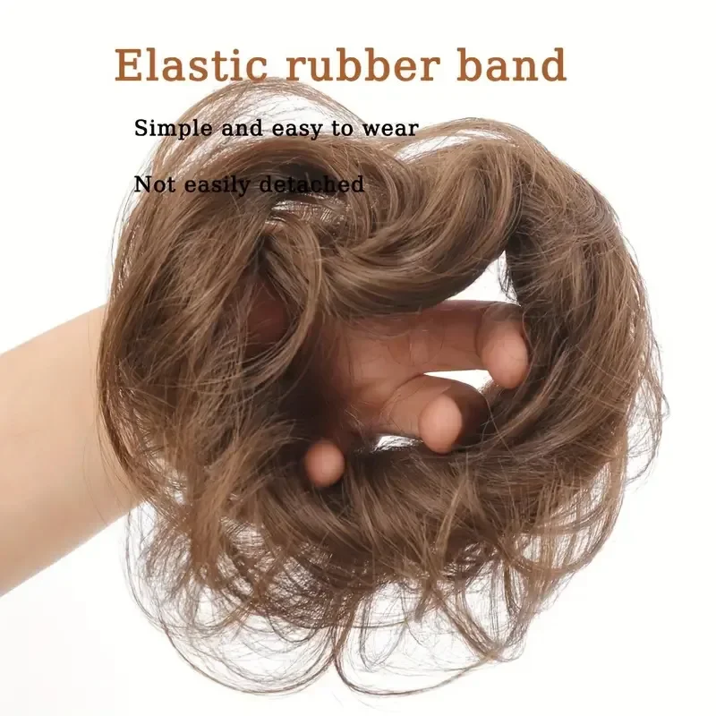 Messy Straight Bun Chignon Donut Hair Pad Elastic Hair Rope Rubber Band Synthetic Hairpiece Hair Accessories for Women