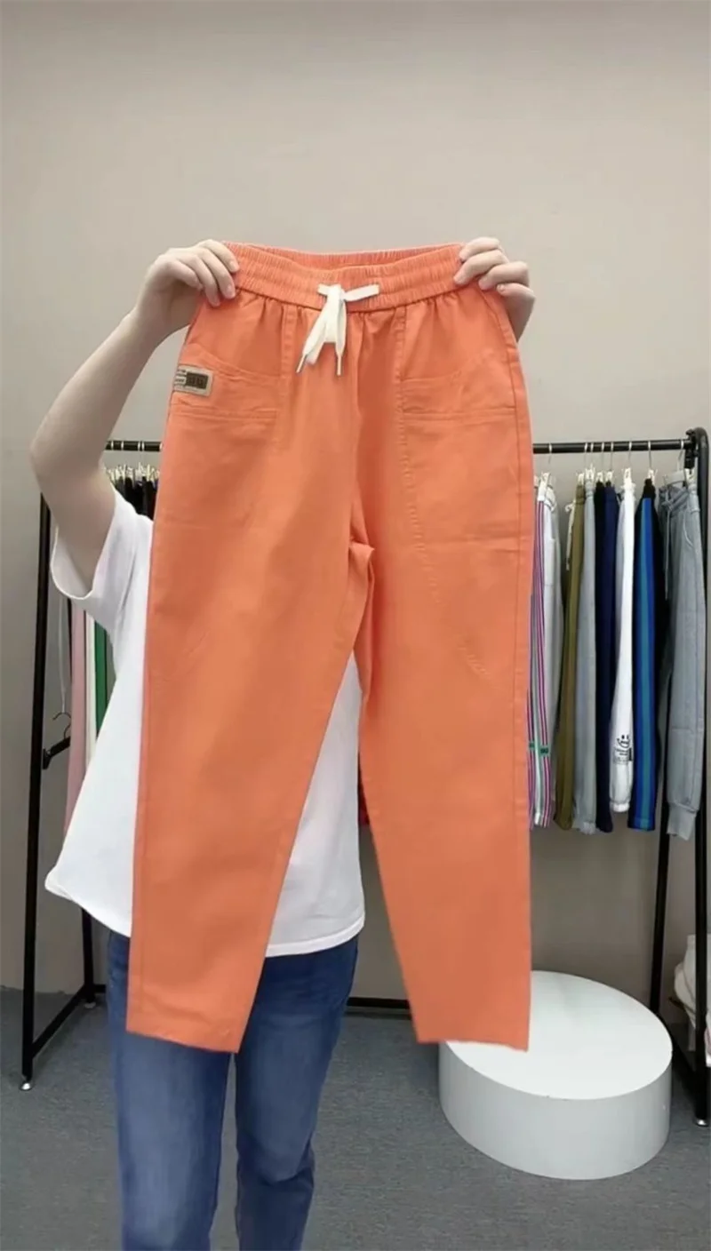 Spring Summer Women's Harem Pants High Waist Straight Casual All-match Pants Women Fashion Loose Cotton linen Trousers Female