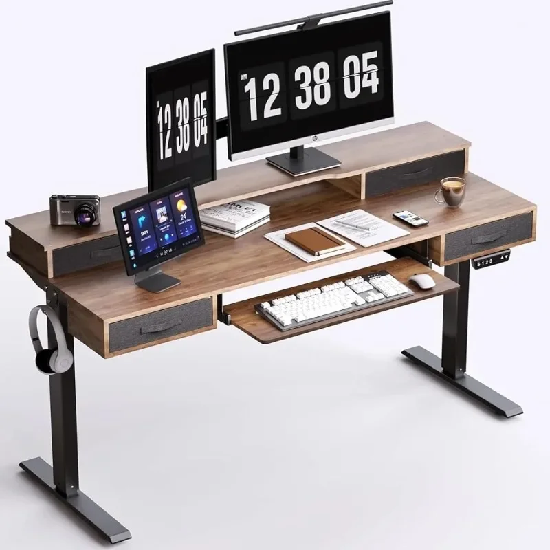 

Electric Standing Desk, Multifunctional Standing Desk with Adjustable Height, Standing Desk with Drawers