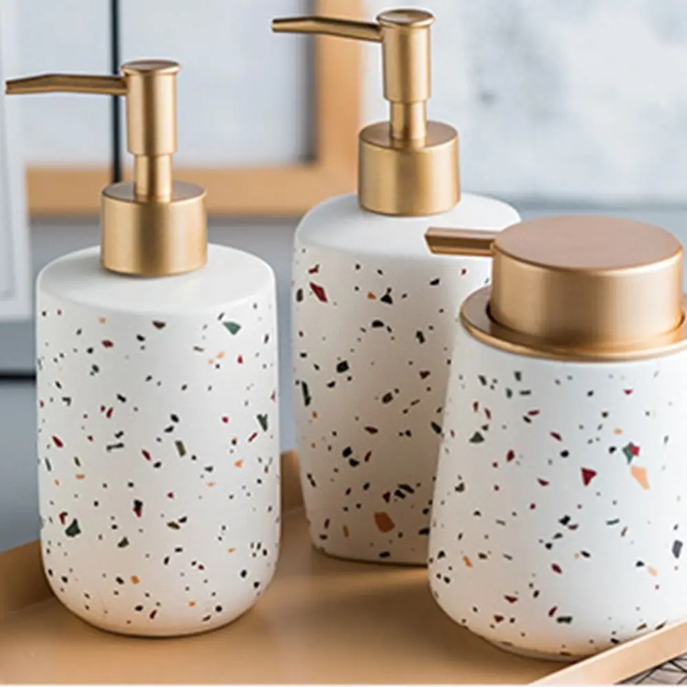 Refillable Ceramic Soap Liquid Dispenser Simple Vintage Hand Wash Dispenser Empty Save Soap Lotion Pump Bottle Bathroom