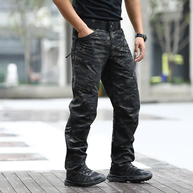 

Men Tactical Pants Slim Fit Water Repellent Outdoor Cargo Pants Commuting Trekking Hunting Work Trousers